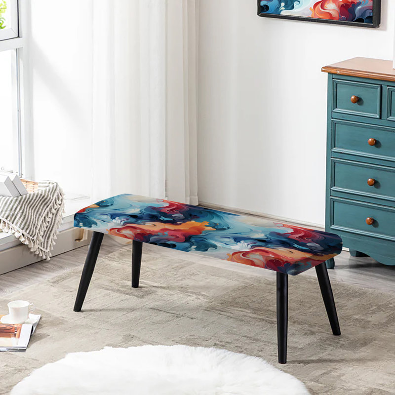 Banc bleu et orange mystérieux en marbre Mystic Reverie