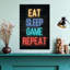 Neon Eat Sleep Game Répétition sur toile-234891651