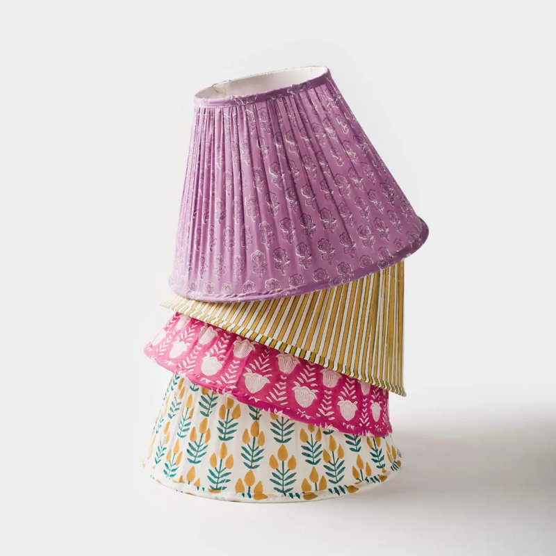 Mela Artisans Candy Stripe Gathered Lampshade, Yellow