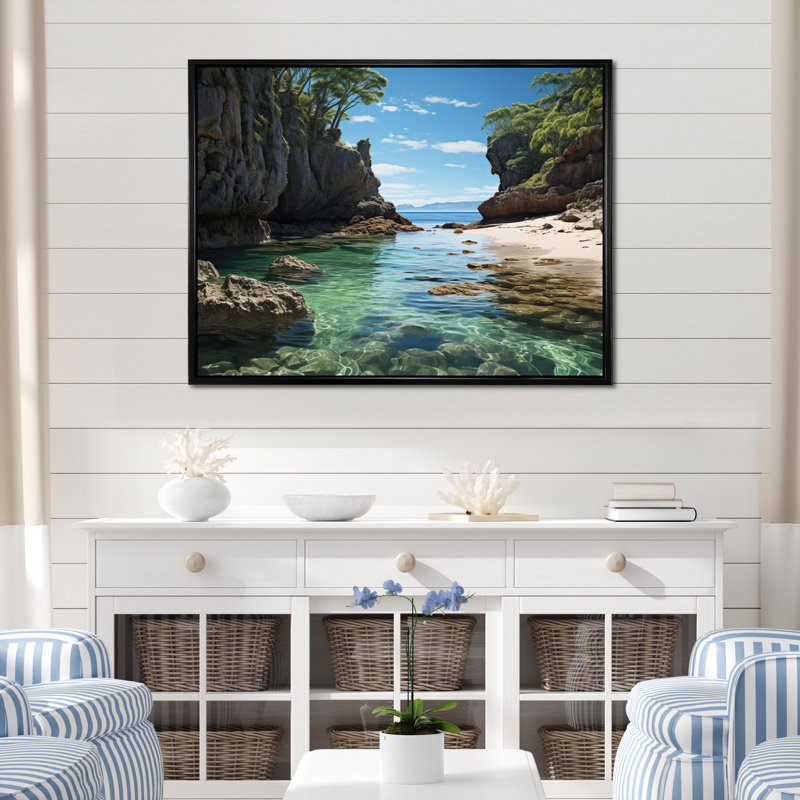Allanna Beach Rocky Retreat II - impression, H 30 po x l 40 po x P 1,5 po, Cadre flottant noir