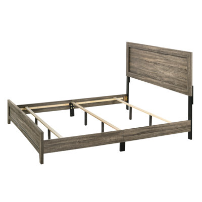 Grey Finish Fabric 1pc King Size Panel Bed Beautiful Wooden Bedroom Furniture Contemporary Style