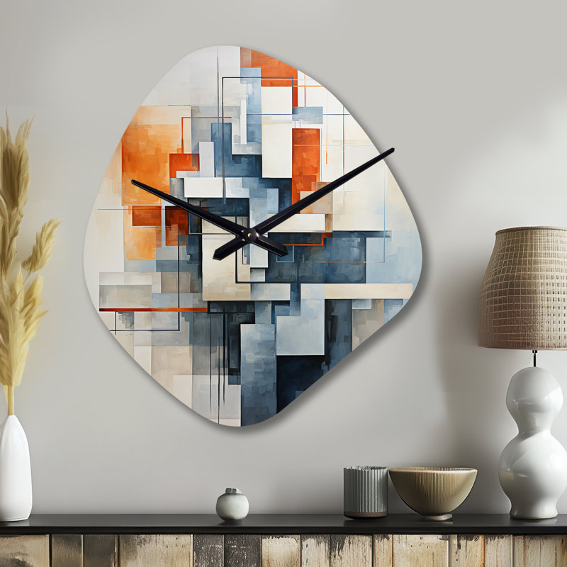 Horloge murale abstraite colorée Mid-Century, Petit