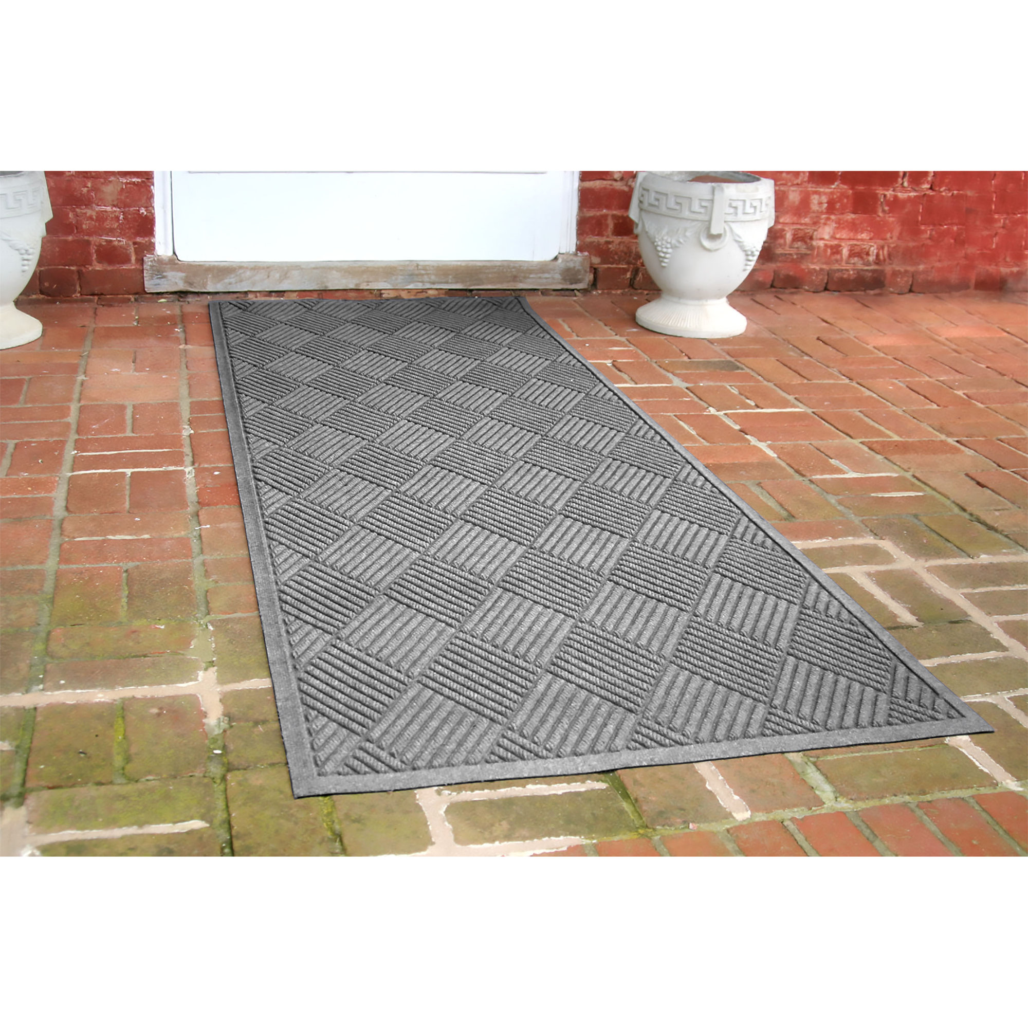 Waterhog Diamonds Indoor Outdoor Doormat, Runner 3' x 12', Medium Gray