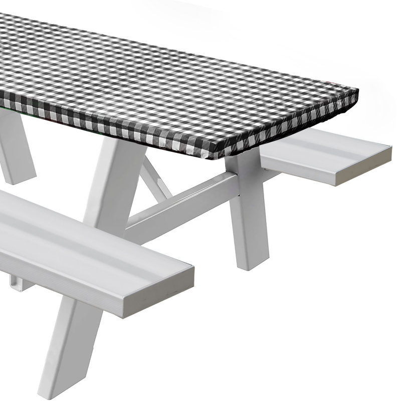 Nappe vinyle pique-nique ajustée rectangulaire 48 x 24 noir, Noir, 72 po x 30 po