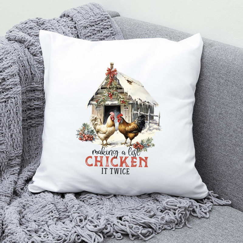 Christmas Farm_2 Reversible Throw Pillow, 14" x 14"