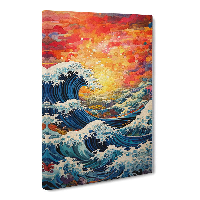 Wave Japanese Orphism Art - Wrapped Canvas, 60cm H x 40cm W x 3cm D