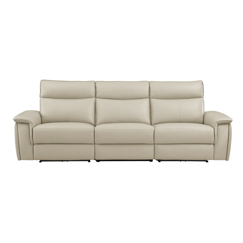 Canapé inclinable électrique en cuir fleur avec accoudoirs, moderne et contemporain Enjolie, Similicuir taupe