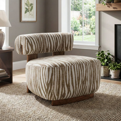 Fauteuil d'appoint en chenille à rayures zébrées Tilton