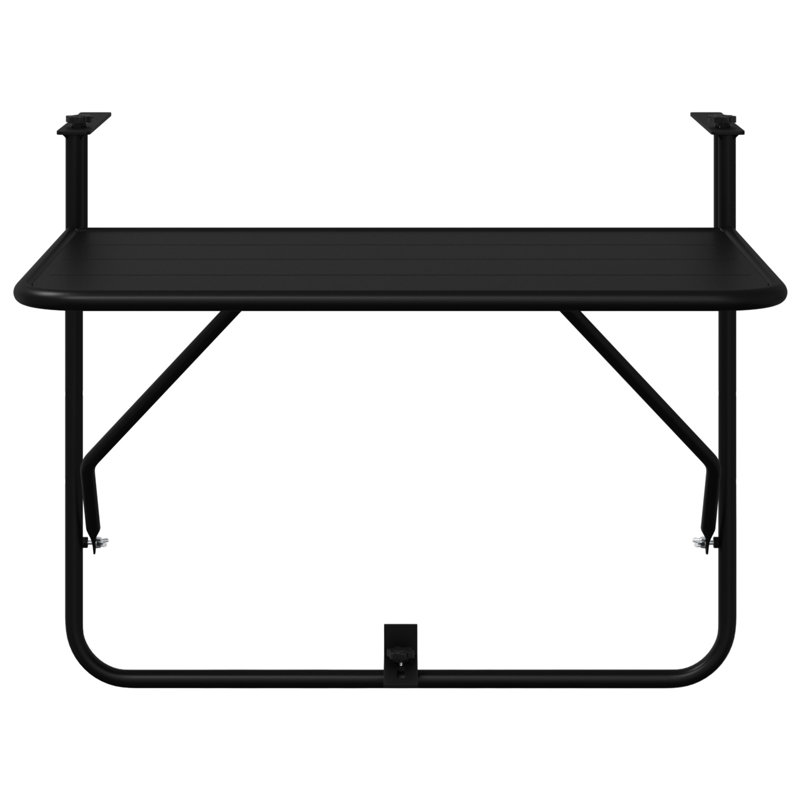 Balcony Table Metal Medium Collapsible Patio Table, Black