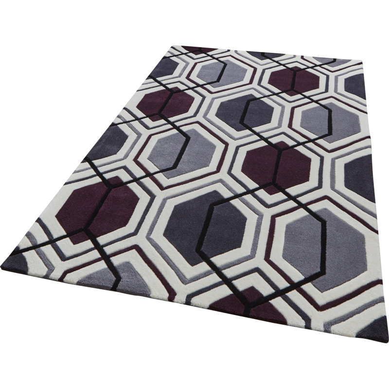 Thrush area rug Hand Tufted Rectangle Cream/Purple, Rectangle 120 x 170cm