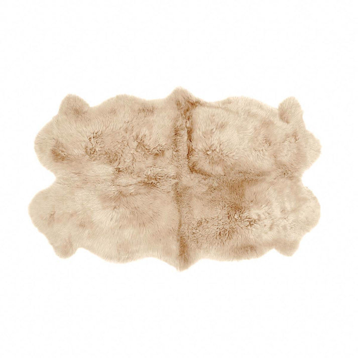 Peau de mouton quad véritable - peau d'agneau naturelle 4 peaux - beige clair, Beige clair, Quad beige clair 4 pi x 6 pi