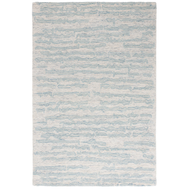 Notasulga Ebony Hand Tufted Wool/Cotton Abstract Rug in Gray, Rectangle 5' x 8'