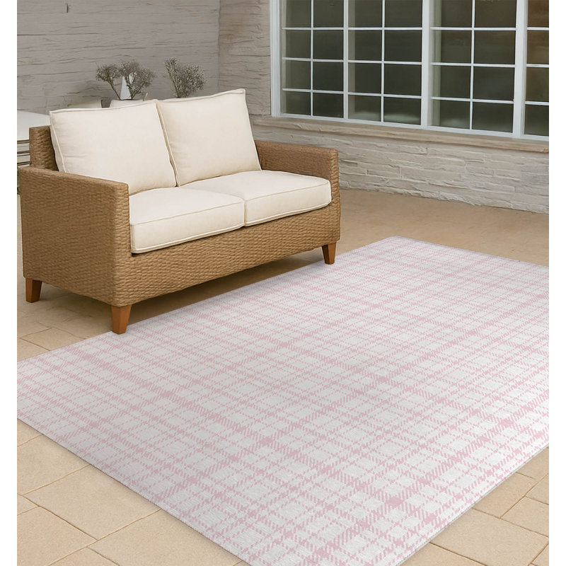 Liz Plaid Non-Slip Outdoor Rug, Rectangle 3' x 5'