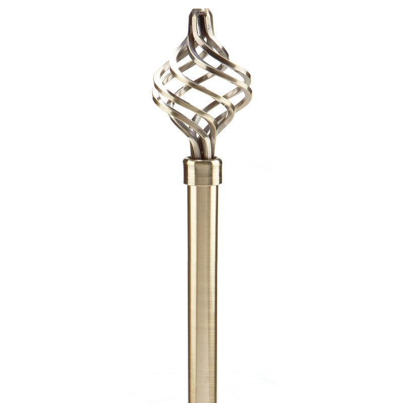 Eberle Adjustable Single Curtain Rod, 5.91" H x 54.72" W x 8.46" D, Antique Brass