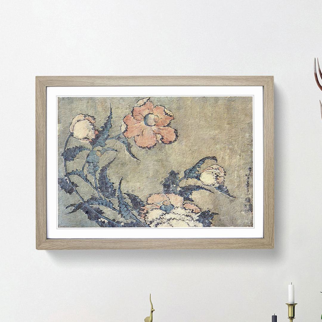 Poppies in the Wind by Katsushika Hokusai - Picture Frame Painting Print