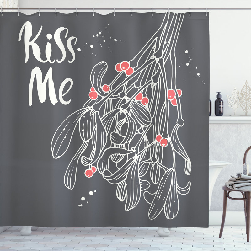 Ensemble de rideau de douche et crochets Kiss Me, H 70 po x l 69 po