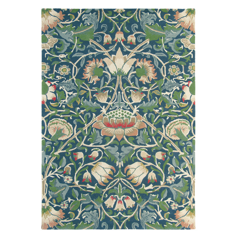Hand Tufted Wool Floral Area Rug, Rectangle 4'7" x 6'7"