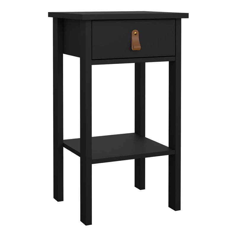 Elanora 40cm W Manufactured Wood Bedside Table, Black