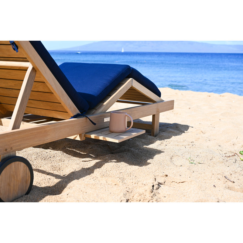 Quincy Outdoor Teak Chaise Lounge, Spectrum Indigo Sunbrella® Plainweave