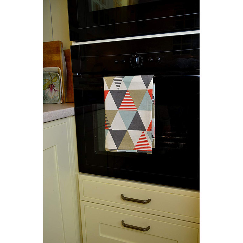 Amelia Cotton Jacquard Kitchen Towel, Terracotta Orange