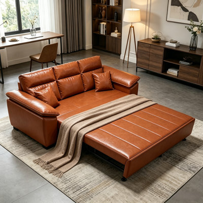 89.7''  3-Seater Faux Leather Fabric Sofa Bed --Arrtle Furniture