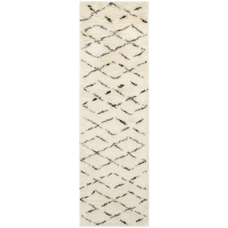 Mitesh Geometric Wool Hand Woven Area Rug, Runner 69 x 244 cm