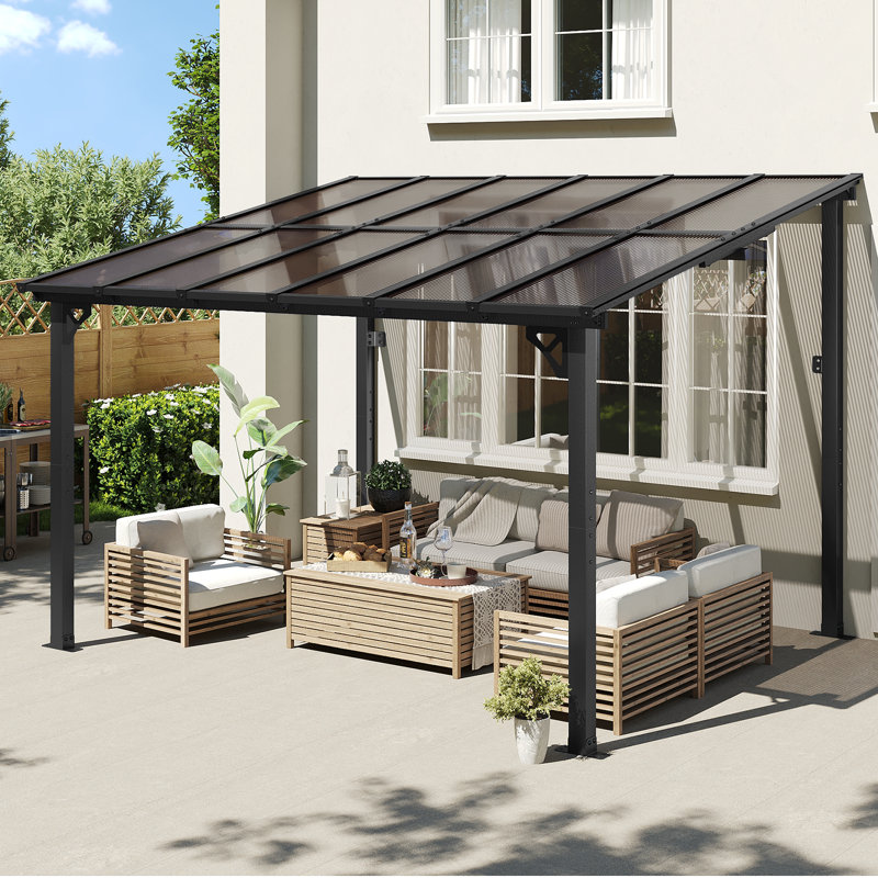 Aoxun 12’X10’ Gazebo Wall Mounted Gazebos Pergola, 98" H x 144" W x 120" D