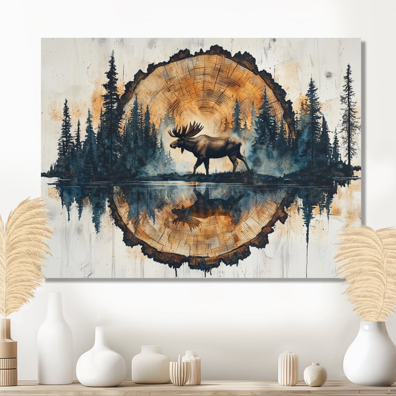 Geon Canadian Moose Into The Forest II - Moose, reproduction d'art sur toile encadrée, H 12 po x l 20 po, Toile tendue