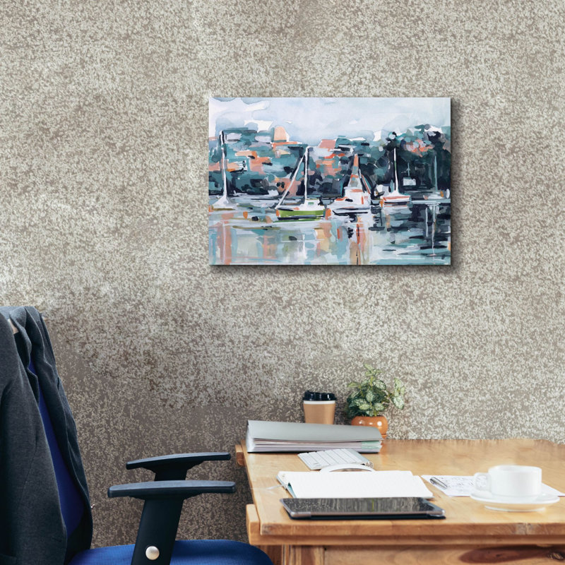 «Watercolor Bay 1» par Emma Scarvey, art mural sur toile, H 18 po x l 26 po