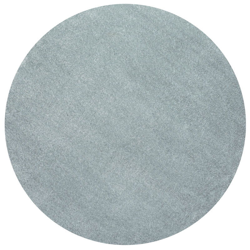 Arzel Solid Low-Pile Aqua Blue Rug, Round 6'2"