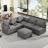Kaori 86.6" Chenille Upholstered Sectional Sofa with Movable Ottoman & USB Ports-128837913
