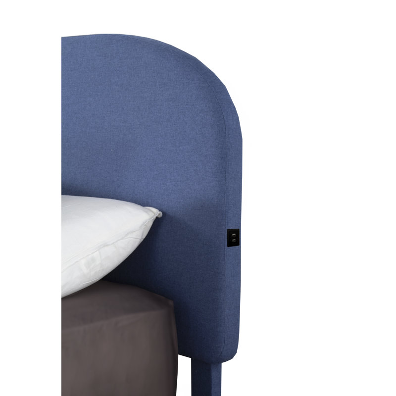 Lit tapissier standard à profil bas Ingrassellino, Très grand, Bleu
