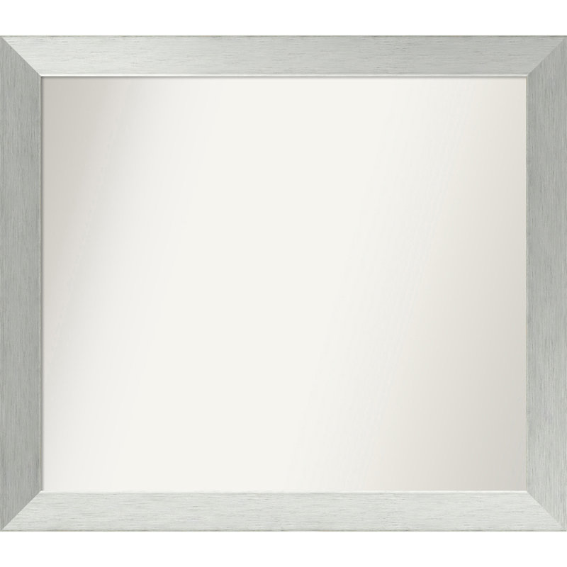 Miroir de salle de bain mural en argent brossé sans cadre, Rectangle, 28 po x 32 po