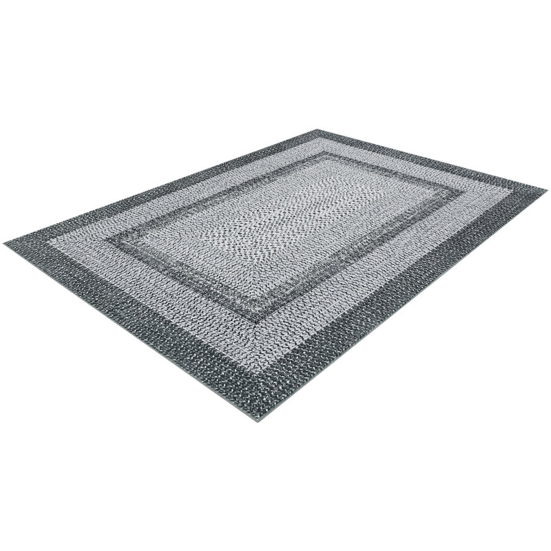 6x9 Braided Rug, Washable Area Rug for Living Room, Vintage Accent Rug, Braided Print Carpet, Low Pile Non-Shedding Kitchen Rugs with Non Slip Backing, Aesthetic Foldable Grey Rug