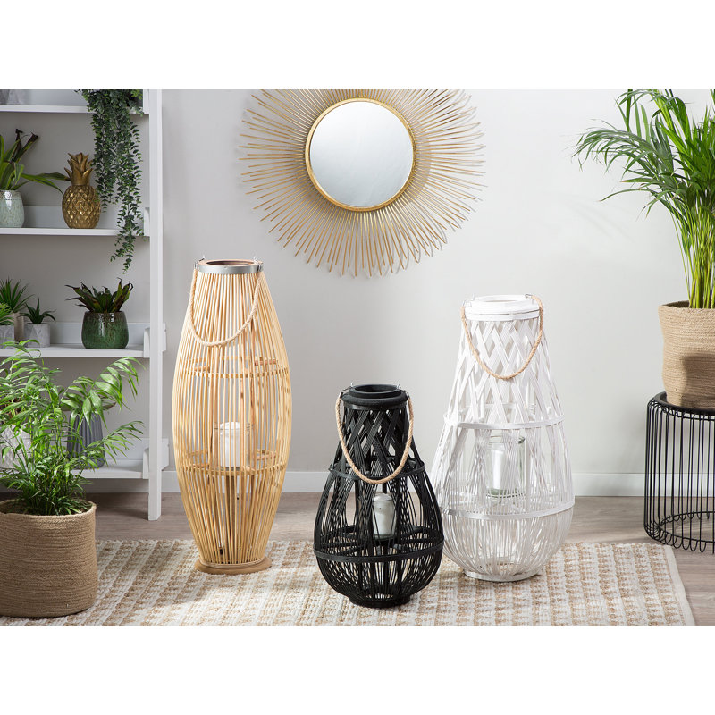 Wood Floor Lantern, Black, Black Framed