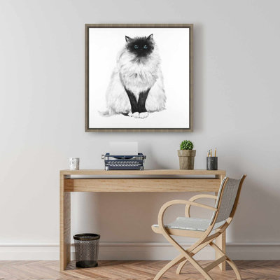 Toile chat bleu siamois aux yeux bleus | Chambre minimaliste