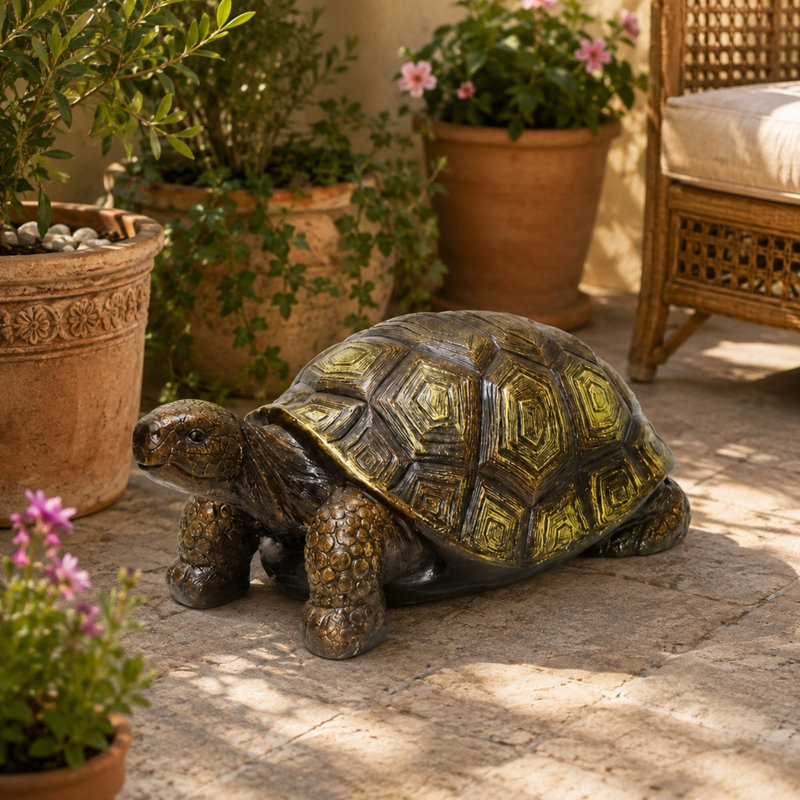 Grande statue de jardin 3D de tortue, design en résine réaliste