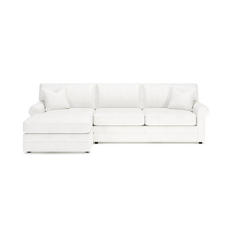 Comfy 2-Piece Sofa With Chaise Sectional, Cruise Adrift, Classic Bleach White
