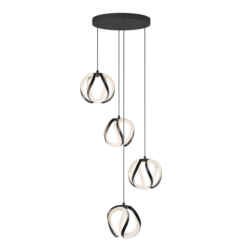 Luminaire suspendu grappe à 4 lumières DEL