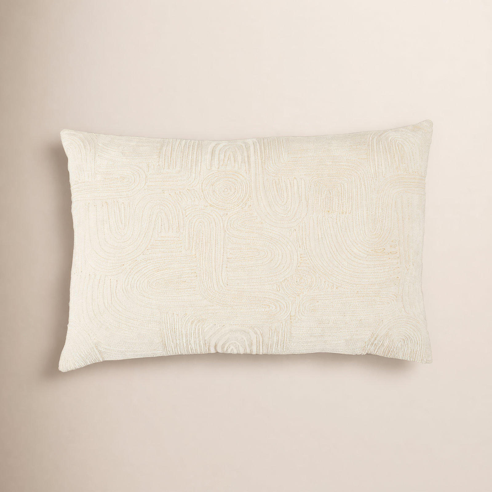 Deco 24" x 16" Cotton Pillow Cover, Ivory, No Fill