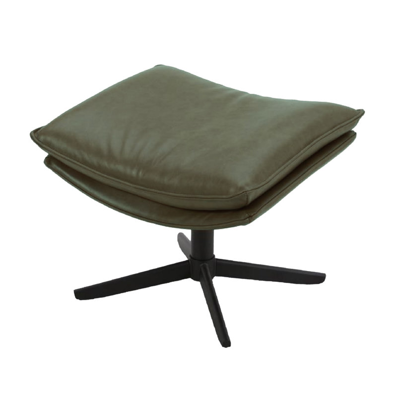 Repose-pieds en cuir véritable Delana, Vert