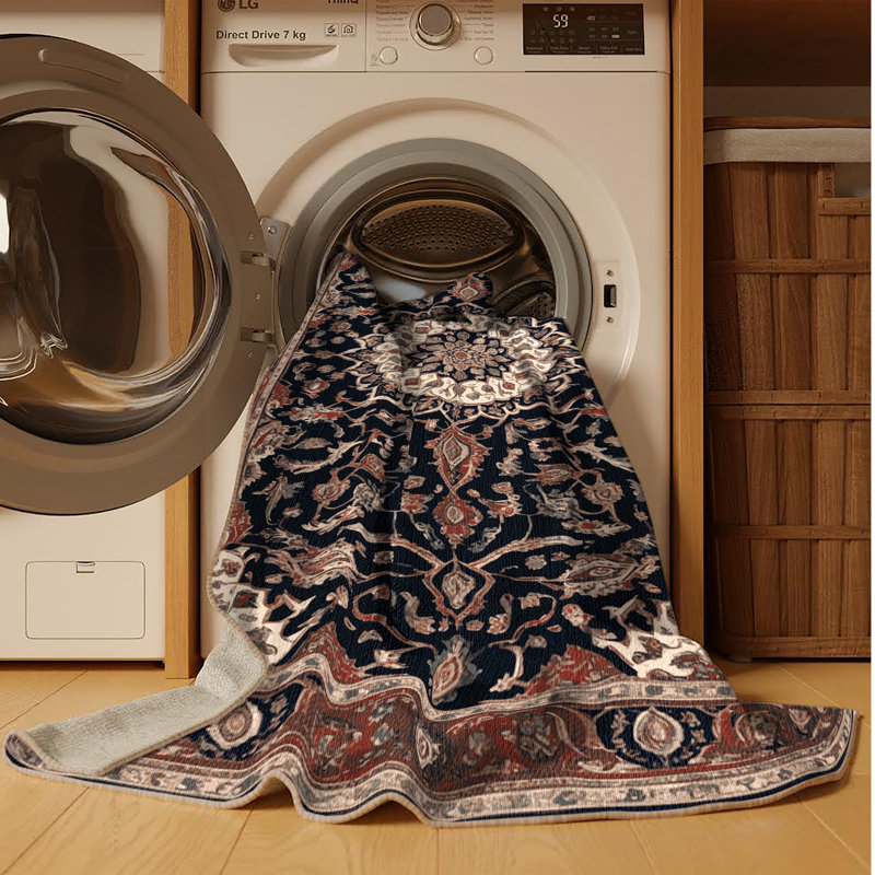Tapis brun lavable à la machine, Carré 5 pi
