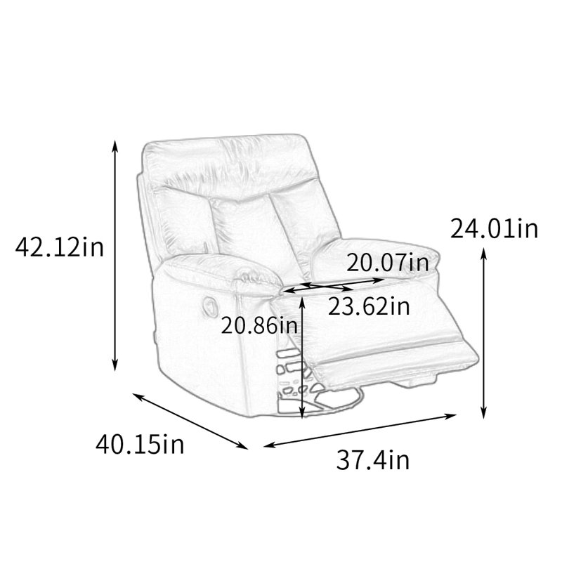 Modern Single Manual Multi-Functional Recliner, Taupe