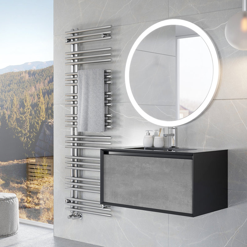750 mm Single Vanity with Integrated Basin, Black, Black