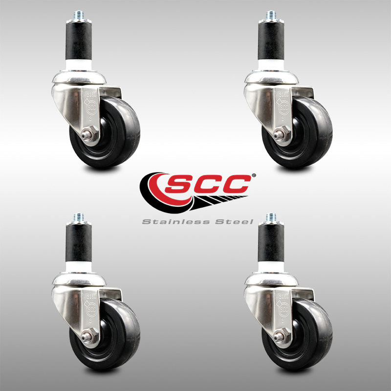 Ensemble de roulettes extensibles en caoutchouc dur, H 3,5 po x l 3,5 po