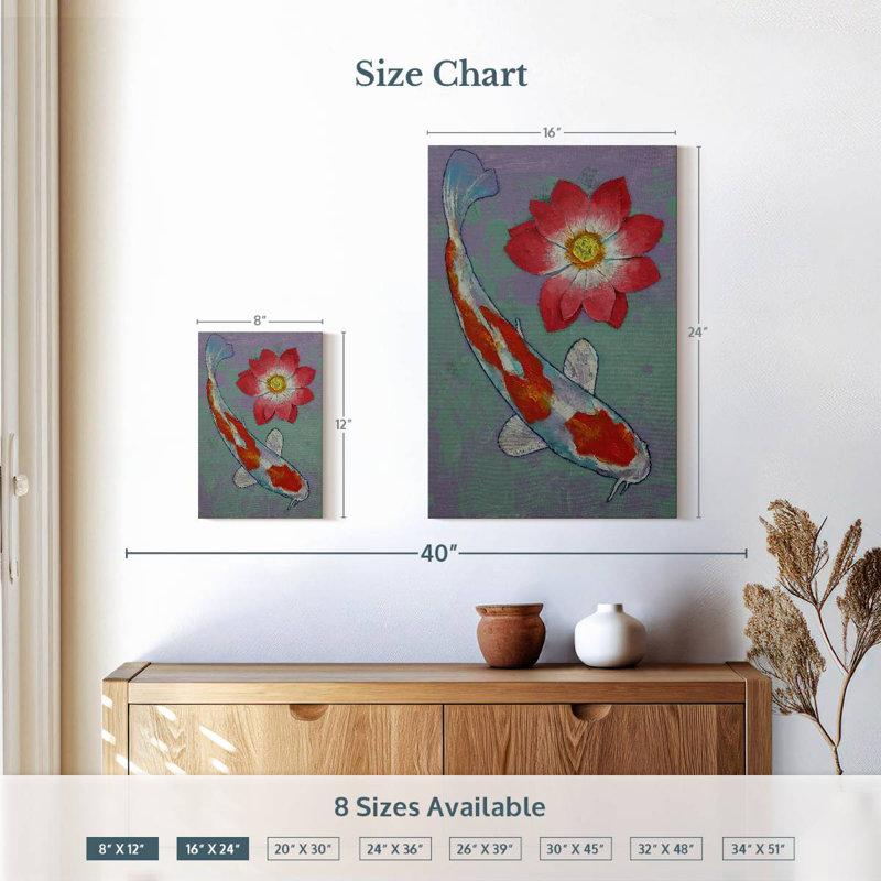 Brampt Koi And Lotus, 12" H x 8" W
