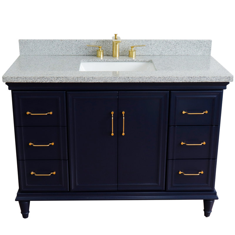 Ensemble de meuble-lavabo de salle de bain simple 49 po Bouvet, Granite, Bleu
