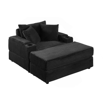 Sofa With 2 Toss Pillows And A Ottoman ,Comfy Sofa- Deep Seat Couch For Living Room