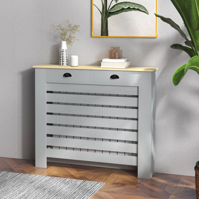 Eldean Radiator Cover with Drawer Horizontal Slat Grey