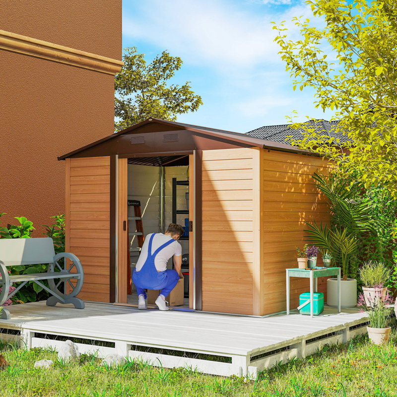 9 ft. W x 6 ft. D Galvanised Steel Reverse Apex Storage Shed